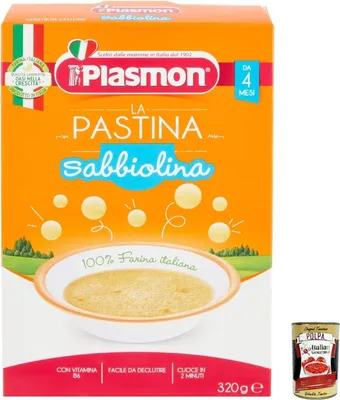 Produktbild von 6x Plasmon Pastina Sabbiolina 320 g da 4 mesi + Italian Gourmet polpa 400g