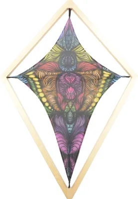 Produktbild von PSYWORK Schwarzlicht Mesh Segel Elasthan | Drache Framed Magnetic Field Neon | 60 x 86cm | UV-aktiv | fluoreszierend | Wandtuch Wandbehang Stoff Neon Deko Party Tuch Tapestry Poster Psy Goa