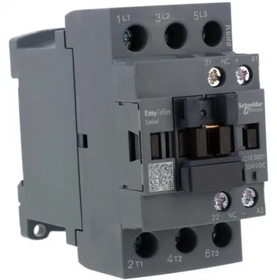 Produktbild von Easy TeSys Control AC-3 Leistungsschütz, 38 A, 3-polig (1 Schließer), 24 V DC Spule LC1E3801BD