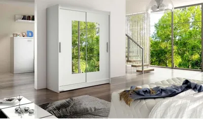 Obrázok produktu pre Šatníková skriňa so zrkadlom 150 cm ELADIO 3 - biela