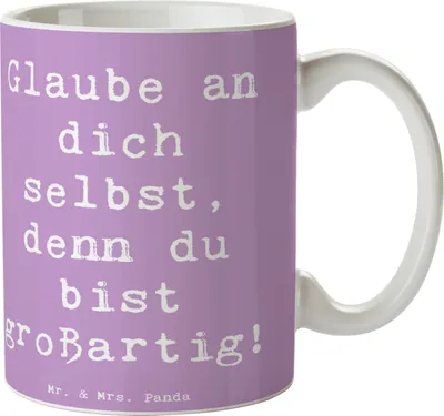 Produktbild von Mr. & Mrs. Panda Tasse Spruch Selbstvertrauen stärken - Lavendeltraum - Geschenk, Vertrauem, Inspiration, du bist großartig, Trost, Teetasse, positive Energie, Hoffnung