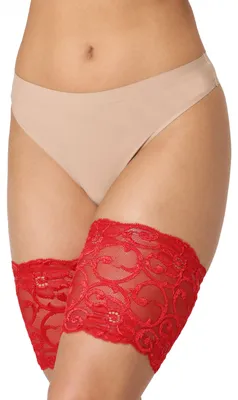 Produktbild von Merry Style Oberschenkelbänder Selbsttragende, elastische Oberschenkelbänder Anti-Reibung mit Spitze und Silikonbändern Oberschenkelband MS10-437 (Rot, XL) .