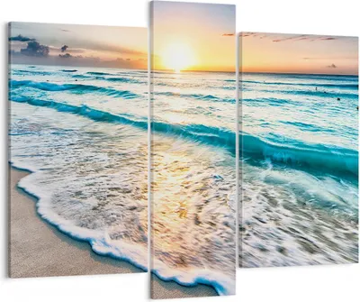 Produktbild von Bild auf Leinwand - Leinwandbild - Meer Welle Strand - 95x80cm - Wand Bild - Wanddeko - Wandbilder - Leinwanddruck - Bilder - Kunstdruck - Wanddekoration - Leinwand bilder - Wandkunst - CB95x80-3621