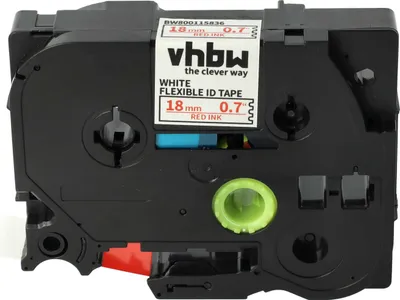 Produktbild von vhbw Schriftband-Kassette kompatibel mit Brother PT 200, 200-Series, 2400, 2000-Series, 220, 1850 Etiketten-Drucker 8m x 18mm Rot auf Weiß, Flexibel