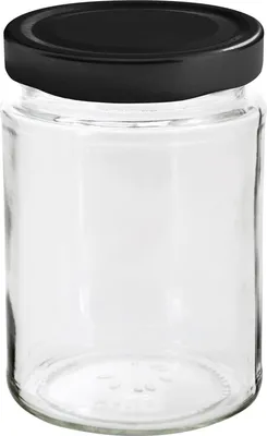 Produktbild von Einkochwelt Hochrandgläser mit Deckel 12 Stück, 310 ml, mit Deckel schwarz