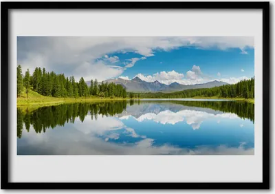 Produktbild von Bild 100x70 MDF-Rahmen Wandkunst Wald See Berge Landschaft
