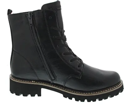 Imagen del producto de Botas de mujer, estilo botín, con cordones, color negro, para uso casual