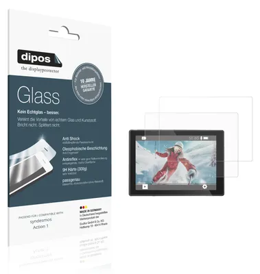 Produktbild von 2x Schutzfolie für syndesmos Action 1 matt - Anti-Shock 9H Folie dipos Glass Kunststoffglas