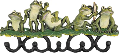 Image de Moritz Portemanteau mural Grenouilles 5 crochets vert fonte 32,5 x 14 x 4 cm Patère Vintage