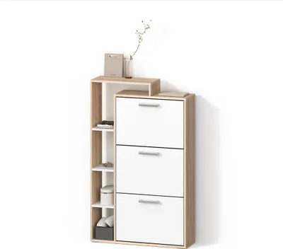Produktbild von Schuhkipper Livinity Ortello Weiß/Sonoma 80 x 128.3 cm mit 3 Fächern, Model 55852