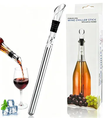 Produktbild von Weinkühlstab mit Ausgießer - Edelstahl Weinzubehör für Rot- und Weißwein