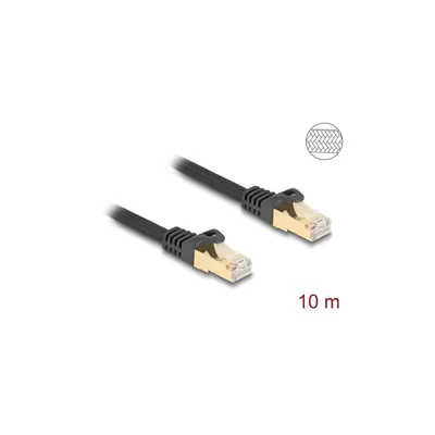 Produktbild von Delock RJ45 Netzwerkkabel mit Geflechtmantel Cat.6A S/FTP Stecker zu Stecker 10 m schwarz