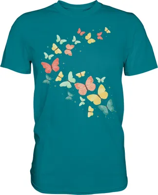 Produktbild von Farbenfrohe Bunte Schmetterling T-Shirt – Diva Blue / S