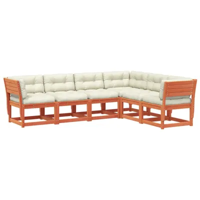 Produktbild von 6-tlg. Garten-Sofagarnitur mit Kissen Wachsbraun Kiefernholz