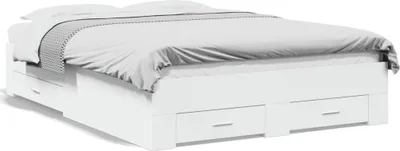 Zdjęcie produktu dla vidaXL Rama łóżka z szufladami biała 120x190 cm materiał drewnopochodny