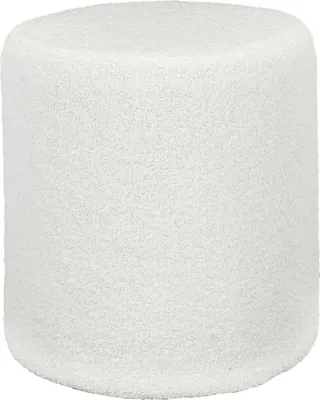 Obrázek produktu pro HowHomely | Puf z látky Bouclé - 35 cm - bílý - kulatý