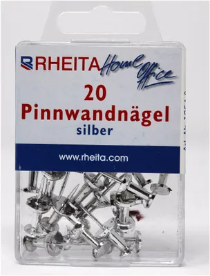 Produktbild von Rheita Pinnwandnägel, silber, 20 Stück in Klarsichtbox