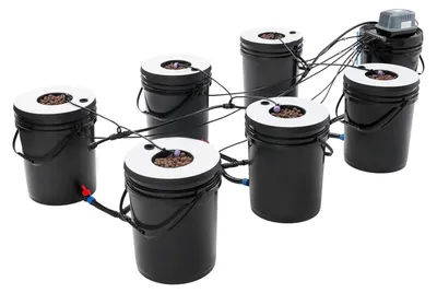 Immagine prodotto di Sistema idroponico - Coltura profonda (DWC) - Serbatoio da 20 litri - Set con 6 vaschette - con mini trapano - colore nero