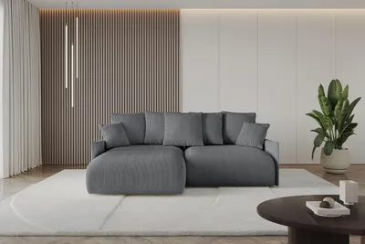 Produktbild von ALTDECOR Ecksofa mit Schlaffunktion und Bettkasten ONESK-L-v1 216x177x72 cm  Dunkelgrau - Corner Sofa Eckcouch Couch L-Form  angeordnet Schlafcouch Ausziehbar Wohnlandschaft