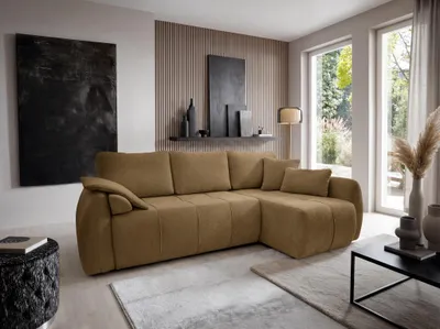 Produktbild von LUNVI Schlafsofa BRAUN mit Schlaffunktion und Ottomane – 252 x 154 x 92 cm, Liegefläche 204 x 140 cm, Universal-Ecksofa