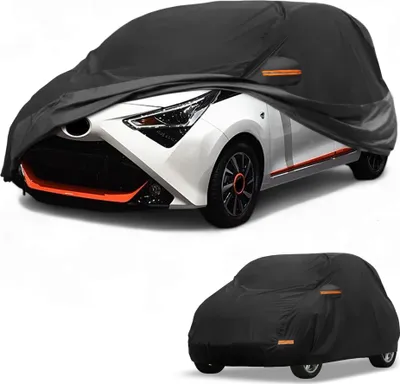 Produktbild von Autoabdeckung Wasserdicht Alle Wetter Automobil Au?en Anti-UV Sonne Regen Schutz Vollst?ndige Au?enabdeckung fš¹r Toyota Aygo x 190T-PU Schwarz mit Rei?verschluss