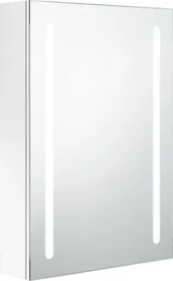Image de vidaXL Armoire à miroir LED pour salle de bain blanc brillant 50x13x70 cm