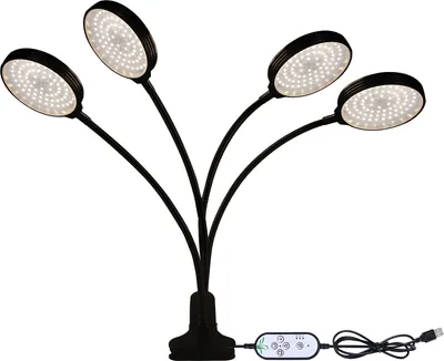 Obrázek produktu pro LED pěstební světlo s plným spektrem bílého světla 4/8/12H časovač 5 úrovní jasu Clip rostlinné pěstební světlo pro sazenice pokojových rostlin Solární nastavitelný husí krk rostlinné USB pěstební světla