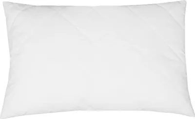 A white quilted pillow on a white background.