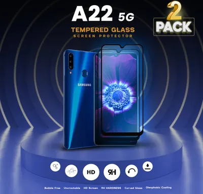 Obrázek produktu pro 2 balení Samsung Galaxy A22 5G - Tvrzené sklo 9H - Vysoce kvalitní 3D ochrana displeje