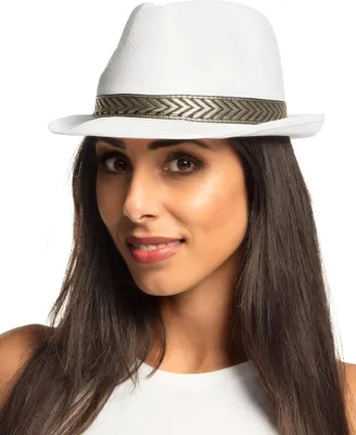 Image de Chapeau avec ruban pour adultes blanc - taille unique
