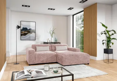 Produktbild von Ecksofa Designersofa ROMY XS in Stoff Enjoy Me Rosa Ottomane Rechts