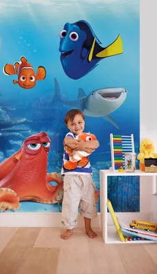Produktbild von Komar Fototapete "Dory and Friends", blau/bunt, 184 x 254 cm