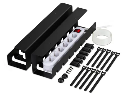 Immagine prodotto di Relaxdays Canalina per cavi da scrivania, set da 2 pezzi, organizzazione dei cavi, L x P x A: 10 x 43 x 10 cm, accessori per il fissaggio, nero