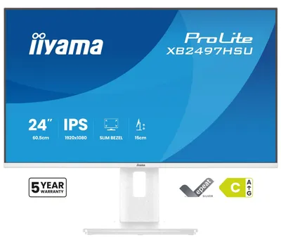 Produktbild von 24" WHITE IPS-panel, 1920x1080@120Hz, EyeComfort, 15cm Height Adj. Stand, 350cd/m², 1500:1, Speakers, HDMI, DisplayPort, 1ms MPRT, U