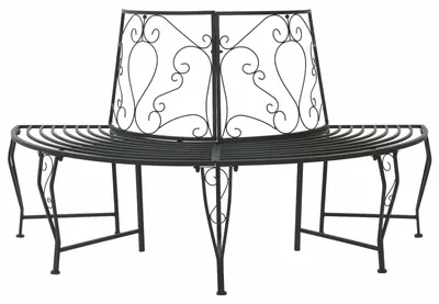 Image de vidaXL Banc en forme d'arbre 4 places 160 x 80 x 89 cm Acier Noir