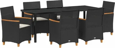 Image de vidaXL Ensemble de jardin 7 pcs noir Poly-Rattan