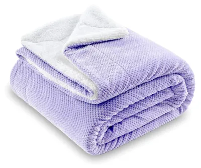 Produktbild von Waffel Sherpa Fleecedecke, weiche und warme Wendeplüschdecke für Bett, Sofa und Couch, 150 x 200 cm lila