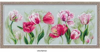 Kreuzstich-Set Lentetulpen, 70 x 30 cm, Zählmuster