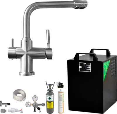 Produktbild von BieTal® Tafelwassergerät BT-25U Sprudelwasser L-Hahn Voll Edelstahl & Filter SET