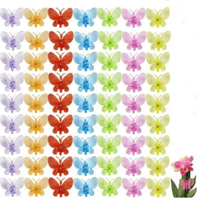 Produktbild von INF 100 Stück Orchideenklammern, Pflanzenklammern für Orchideen, bunte Kunststoffklammern für Kletterpflanzen