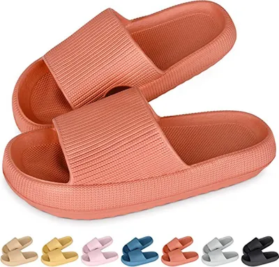 Produktbild von ASKSA Cozislides Original Slippers Herren Damen Hausschuhe Bequeme Rutschfest Ultraleicht Zuhause Badeschuhe Badeschlappen, Orange, Größe: 36-37
