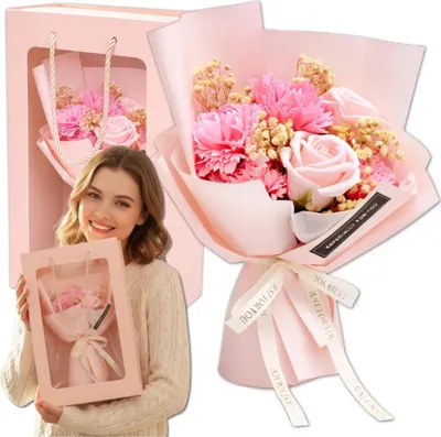 Immagine prodotto di Set regalo con un bouquet di profumati fiori di sapone rosa