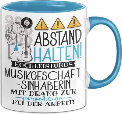 Produktbild von Musikgeschäftsinhaberin Tasse Geschenk Lustig Abstand Halten Hochleistungs-Musikgeschäftsinhaberin Mit Drang Zur Perfektion Bei Der Arbeit (Blau)