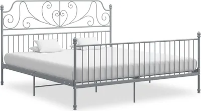 Image de Cadre de lit sans matelas gris métal 200x200 cm