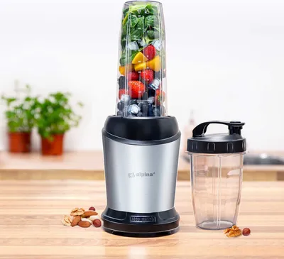 Produktbild von Smoothie Maker, Mixer für Smoothies und Shakes, mit viel Zubehör, 8 Teile inkl. 2 Becher-to-Go, Zubehör spülmaschinenfest, Gehäuse und Klingen rostfreier Edelstahl