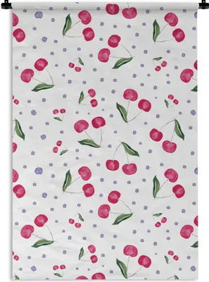 Produktbild von MuchoWow® Wandteppich Wandbehang Kirschen - Rote Früchte - Muster 60x90 cm Tapisserie Dekoration Wandtuch - Foto-Teppich - Abwaschbar