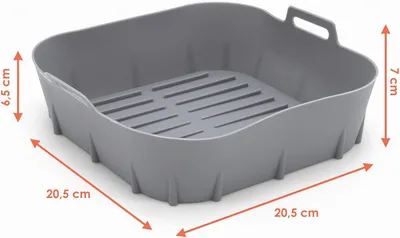 Produktbild von Eckiger Silikonkorb für Airfryer 20 cm im 2er Set | BPA-frei, wiederverwendbar, Kunststoff Backform