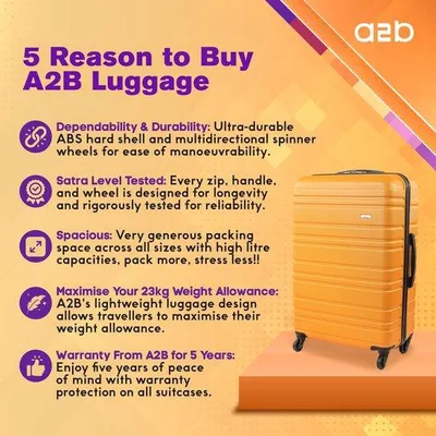 Productafbeelding van A2B Bagage hardside koffer met wielen, M, hard shell, geteste wielen en handgrepen