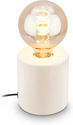 Immagine prodotto di Briloner TUBO lampada da tavolo, interruttore a cavo, attacco E27, max. 10W, bianco antico, Ø10 x 10,3 cm
