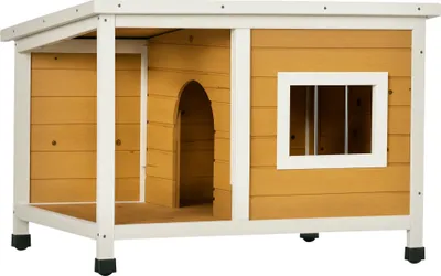 Produktbild von PawHut Hundehütte, Tannenholz, Kleintierhaus, Hundehaus mit Terrasse, Orange